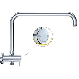 HOMVIVA® All Solid Metal 3-Way Shower Arm Diverter Valve with 16 Inch Shower Head Extension Arm And High Rise Extender for Handheld and Fixed Shower Head, G1/2 Universal with Flange,Chrome