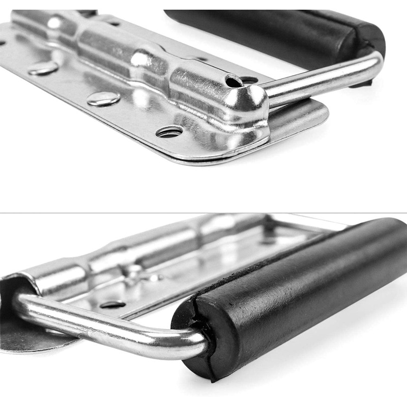 Pack of 4 Folding Handles, Stainless Steel Hardware Boxes, Spring-Loaded