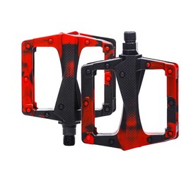 Resin Bicycle Pedals, Replacement Pedals, Left and Right Set, Reflector, Lightweight, Anti-Slip, Replacement for Mountain Bikes, Road Bikes, City Cycles, Various Bicycle Pedal Parts (Red and Black