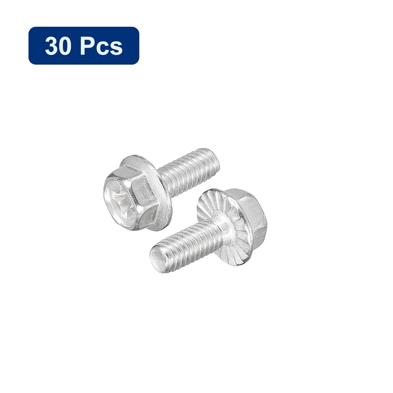 sourcing map Pack of 30 Phillips Hexagonal Flange Bolts M4