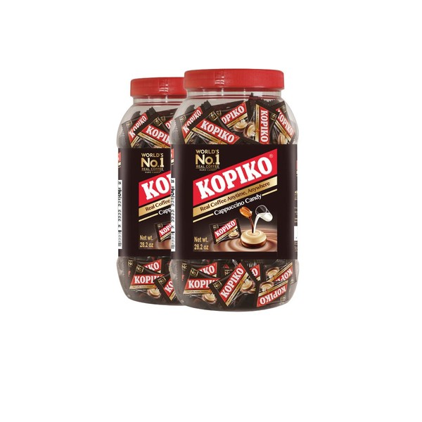 Kopiko Cappuccino Candy 800 gr Jar – Kopiko Coffee Candy Made of Real Coffee Beans from Indonesia – Contains Real Coffee Extract for Better Taste – Coffee Bulk Candy – World’s Best Coffee Candy