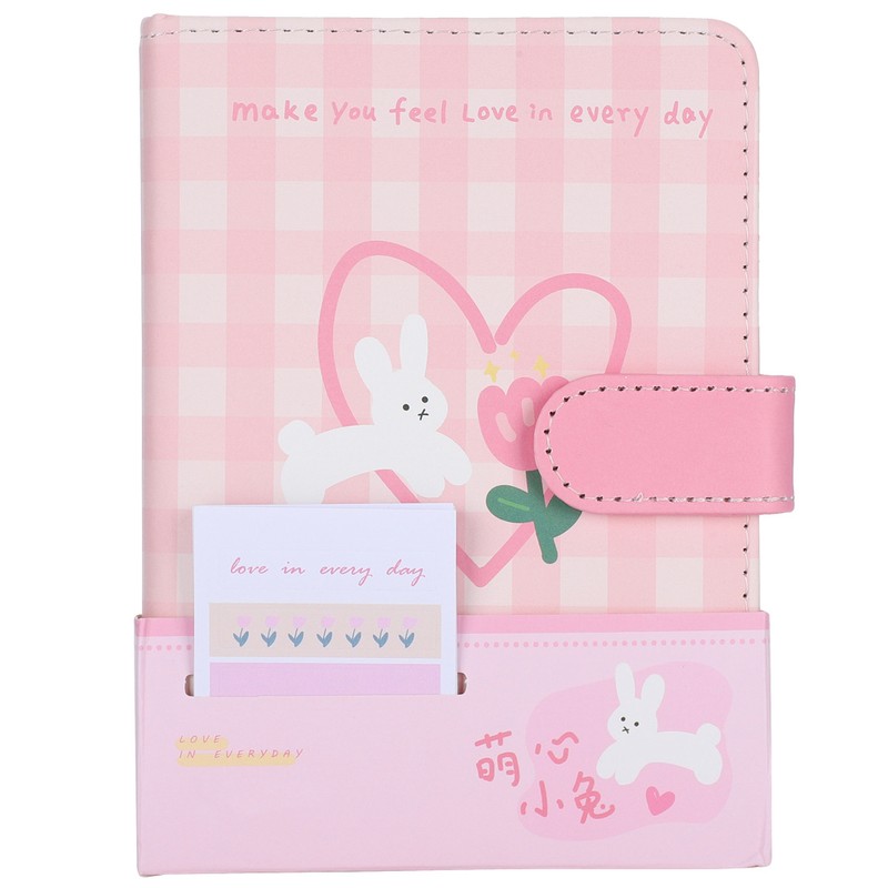 2Sets A6 Magnetic Buckle Notebook Binder Cute Bunny Pattern Daily