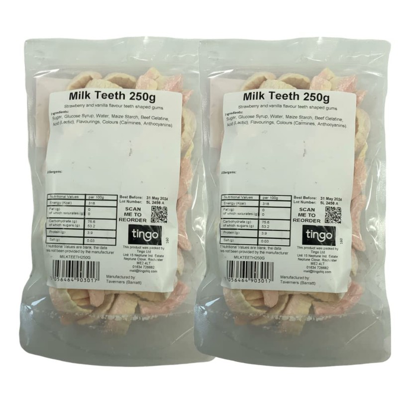 Barratt Original Milk Teeth 500 Gram Bag (1/2 Kilo)