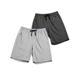 LAPASA 2 packs Men's Poly-cotton Lightweight Lounge Shorts M93 (M93 Dark Heather Grey, Heather Grey, X-Large)