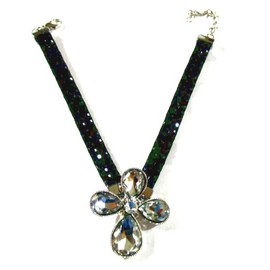 Boot Chain Strap with Cross/Clover Charm/Pendant Clear Rhinestones