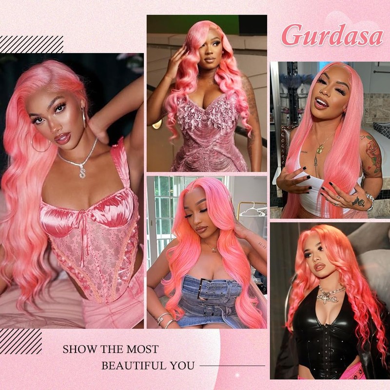 Gurdasa Wig Human Hair 13x4 Pink Lace Front Wig Human