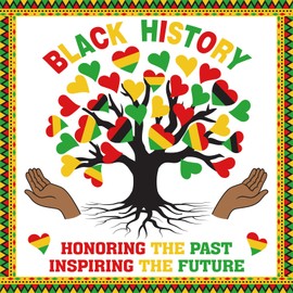 Faccito 70 Pcs Black History Month Bulletin Board Decorations Set African American Heart Tree Leaves Cutouts Borders Classroom Decor for Toddler Kids Students Home Class School Supplies