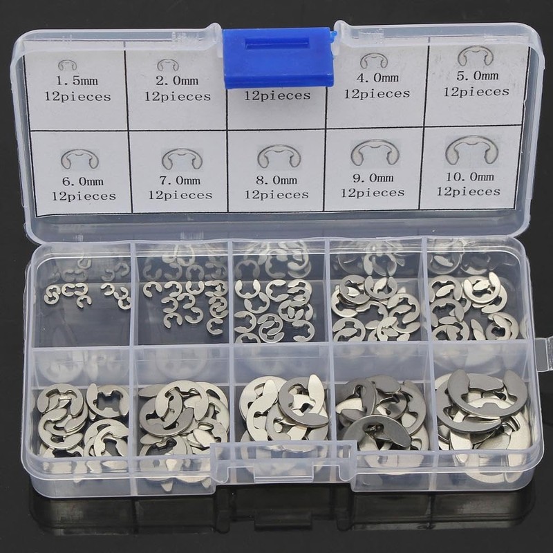 Stainless Steel E-Clips Set, 10 Sizes Circlips External Retaining Ring