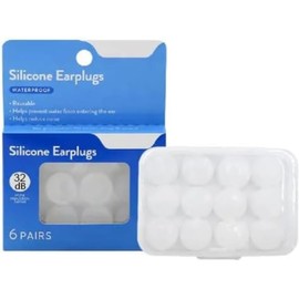 SUPERVIDA NUTRITION 12 Tapones para los oídos de silicona. (Blanco) Estuche Incluido. Tapones para dormir. 32 dB reducción de ruido de alta calidad. Impermeable. (12 tapones para los oídos)