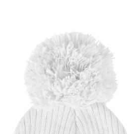 Baby Knitted Hat, Boys & Girls Winter Wooly Hat with Pom-Pom, Ribbed Knit Baby Beanie, White, 0-3 Months
