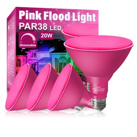 LOXYEE PAR38 Flood Pink Light Bulbs,4 Pack Dimmable,E26 Base Pink Flood Light Outoor(20W Replace to 200W),Halloween Light Bulb for Outside,Christmas,Holiday Lighting