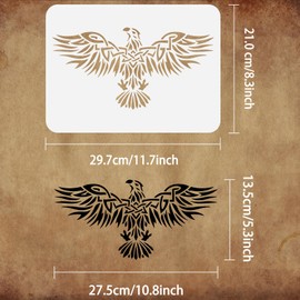 FINGERINSPIRE Celtic Eagle Painting Stencil 29.7x21cm Reusable Tiercel Drawing Template Eagle with Spreading Wings Stencil Plastic Hollow Out Stencil for Painting on Wall Wood Furniture