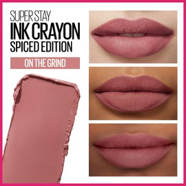 Maybelline Labial superstay ink crayon spiced edition, on the grind 105, maybelline new york