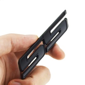Black SS Letter Fender Side Lid Emblem Badge Fit for Camaro 2010-2019 (Matt Black)