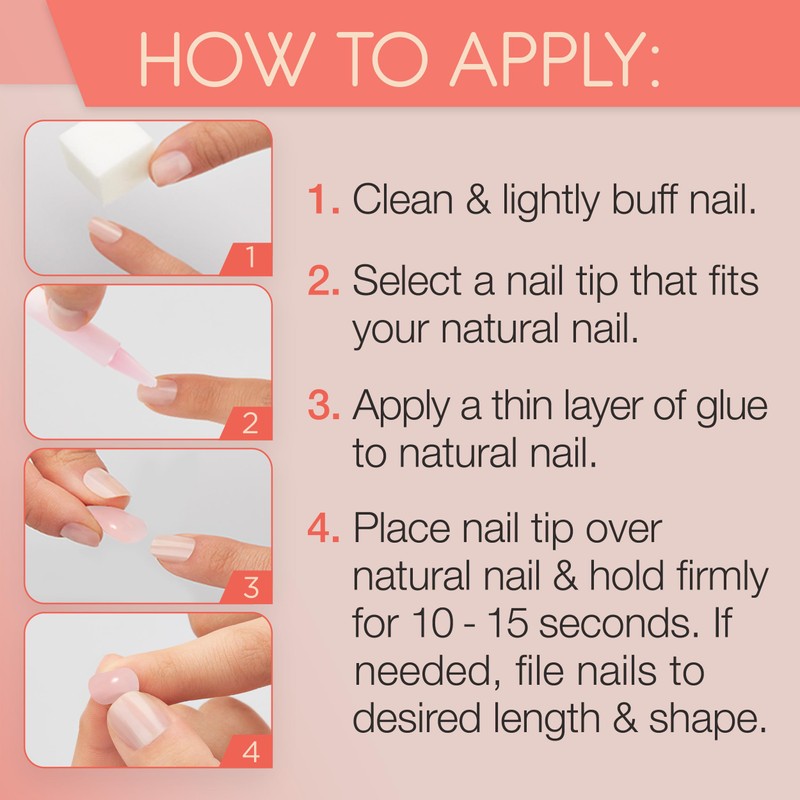 Ardell Nail Addict Naked Innocent, Press On Nails, Short Round