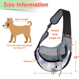 Cosmos Pet Dog Sling Carrier Breathable Mesh Pet Sling Bag Travel Pet Safe Carrier Hand Free Puppy Satchel with Padded Strap and Safety Rope for Small Dogs Cats Puppies to Outdoor Travel (Grey Blue)