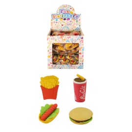 Henbrandt 4x Fast Food Erasers 3D Novelty Rubber Set for Party Bag Fillers Lucky Dip Class Gifts Stationery Supplies Kids Stationery for Boys and Girls, 501577