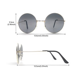 CHEERYMAGIC Round Retro Sunglasses, John Lennon Style Sunglasses Eyewear, Vintage Metal Circle Polarized Sunglasses for Men Women A5TZMJ