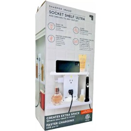 Sharper Image Socket Shelf Ultra 8 Port Surge Protect Wall Outlet Extender USB G