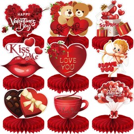 9 Pack Valentine's Day Party Decorations Valentine's Day Centerpieces for Tables, Valentine's Day Table Centerpieces, Red Valentine's Day Party Table Decor