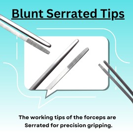 Bayonet Micro Lab Forceps Stainless Steel Tweezers For Medical & Lab Use With Blunt Serrated Tips Multipurpose 6" Angled Tweezer