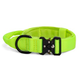 YoothBro Puppy 1 Inch Tactical Dog Collar, K9 Military Nylon Collar with Heavy Duty Metal Buckle for Medium Large Dogs Fluo-green, S