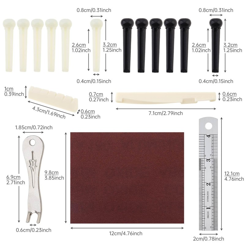 Guitar Bridge Pins 17pcs, Endpin for Acoustic Guitar 6 Strings