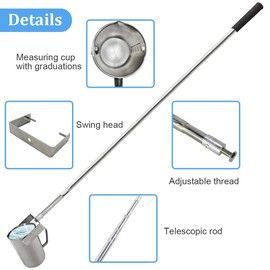 Telescopic Stainless Steel Wa-ter Sampling Pole, Extendable Water Sampler Dipper for Water Testing, Lab Sampling, Environmental Monitoring, Retractable Collection Rod with 500ml Measuring Beaker
