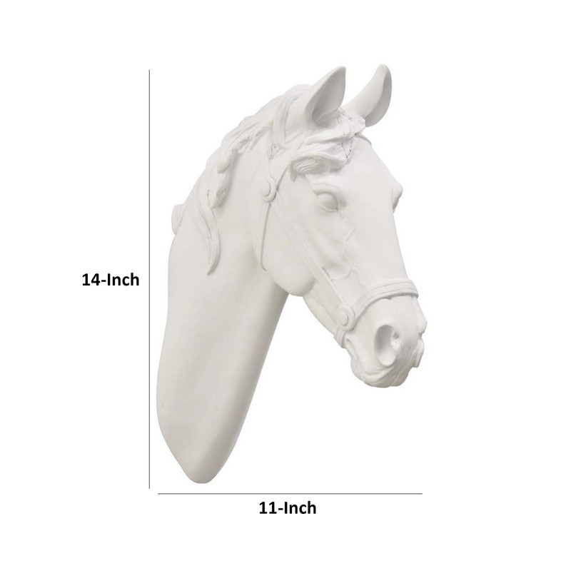 Lilie 14 Inch Horse Head Bust Statuette, Wall Mount Design,