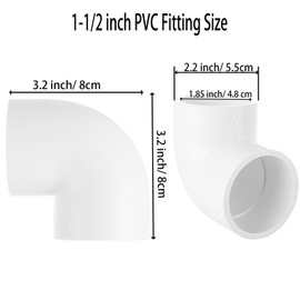 10PCS 1-1/2 PVC Fittings 90 Degree Elbow 2 Way PVC Pipe Fittings Right Angle Elbow PVCs Adapter Furniture Build Grade PVCs Pipe Adapter Fittings SCH40 Corner Fittings
