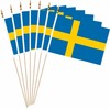 LUSEOAN 20 Pack Sweden Mini Stick Flags Swedish Small Miniature