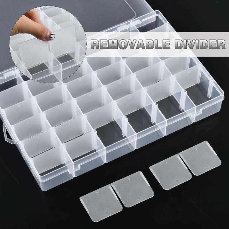 TIMESETL 2 x 36 Compartment Removable Clear Plastic Storage Boxes