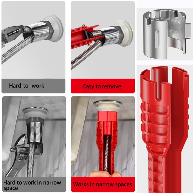 ENUTRFSSLB 14-in-1 Multi-functional Basin Sink Wrench Faucet Tool, Under Sink