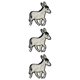 ONCEX 3PCS. Cute Little Gray Donkey Horse Patches Embroidered Applique Iron on Patch Embroidery Sewing for Backpacks Jeans Jackets T-Shirt Hat Clothing