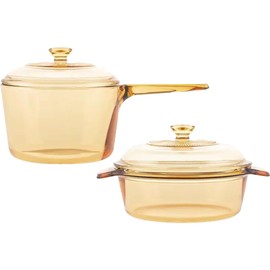 Glass Ceramic Cookware Set 1L + 1.5L – Transparent Heat-Resistant Glass Pots with Lid, Easy-Grip Handle & Multi-Stovetop Compatibility (2-Piece)