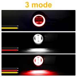 Motorcycle Squid Ring LED Fog Light, White + Red, Squid Ring, DC12V-24V, 20W, Universal LED Work Light, Work Light, Bike Auxiliary Light, Front Light, Waterproof, 6000K High Brightness, Round Shape,