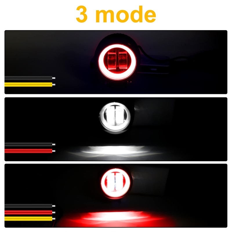 Motorcycle Squid Ring LED Fog Light, White + Red, Squid
