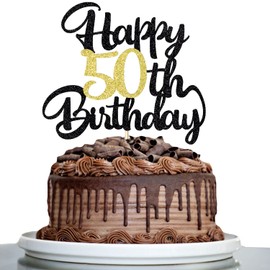 Klionjor Klionjor 50th Happy birthday cake topper happy birthday cake decoration 50th birthday party decoration gift plugin (50)