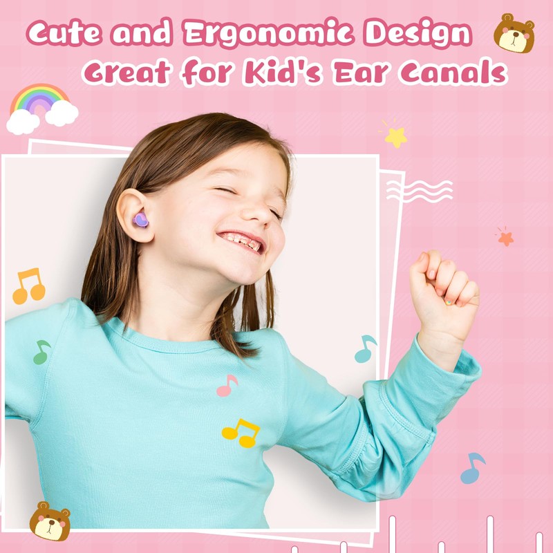 Kids Ear Plugs 2 Pairs(6-12 yrs), Reusable Noise Cancelling Earplugs,