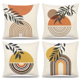 Weldomcor Decorative Cushion Cover 18x18 inch Set of 4 Throw Pillow Covers Mordern Bohemian Pillow Cases Decorations for Patio Garden Porch Bench Sofa (Geometry Pattern-3, 45x45 cm)