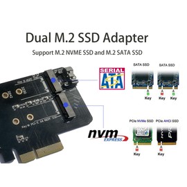 Valuegist PCIe Adapter for One M.2 NVMe Mkey and One SATA Bkey SSD, PCI-e 4.0 X4 Card Supports NGFF M2 M-Key or B-Key (M+B) SSD of Length 2280,2260,2242,2230, PCIe NVMe Adapter with SATA 3.0 Cable