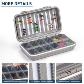 QualyQualy Fly Fishing Box, 4 Layer Foam Files Box Streamer Storage Organizer Waterproof, 15.6 x 10.8 x 4.5Big Capicaty Flies Storage (Leaf Foam)