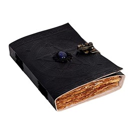 Blue Stone Star Embossed Vintage Leather Journal | Antique Handmade Deckle Edge Vintage Lined Paper, Writing journal