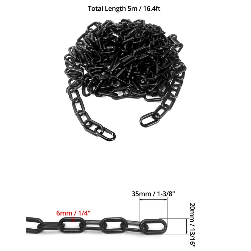 QWORK® 5M x 6mm Chain Link Fence, Plastic Chain Barrier