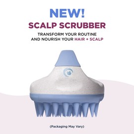 Hair Shampoo Brush and Scalp Exfoliator - Soft Silicone Scalp Massager Hair Growth Stimulator for Wet or Dry Hair - In Shower Scalp Scrubber for Dandruff Removal Made with Recycled Wheat Straw - Blue