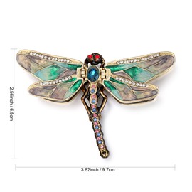 Vie jeune Hand Painted Enamel Dragonfly Hinged Trinket Box, Unique Mini Ring Necklace Jewelry Organizer, Classical Antique Bejeweled Storage, Figurine Collectible Keepsake Home Decor (Dragonfly)