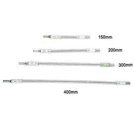 BE-TOOL Flexible Screwdriver 1/4 Inch Extension Screwdriver Drill Bit Flexible Shaft Connection for Electronic Drills (150-400 mm), Silver