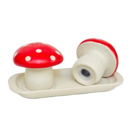 Qiuhome Mushroom Salt and Pepper Shakers Cute Salt and Pepper Shakers with Tray
