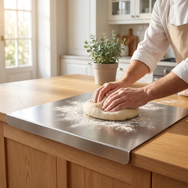 Stainless Steel Cutting Board, Thick Heavy Duty Kneading Board with
