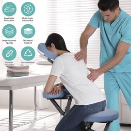 Segawe Portable Tattoo Massage Chair PU Leather Folding Table Salon Facial Spa Pad Blue